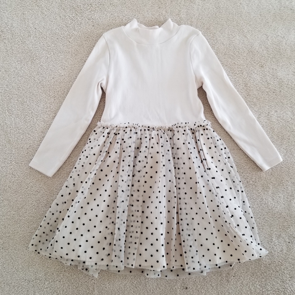 Baby Gap Long Sleeve Cream Tulle Skirted Dress Size 5